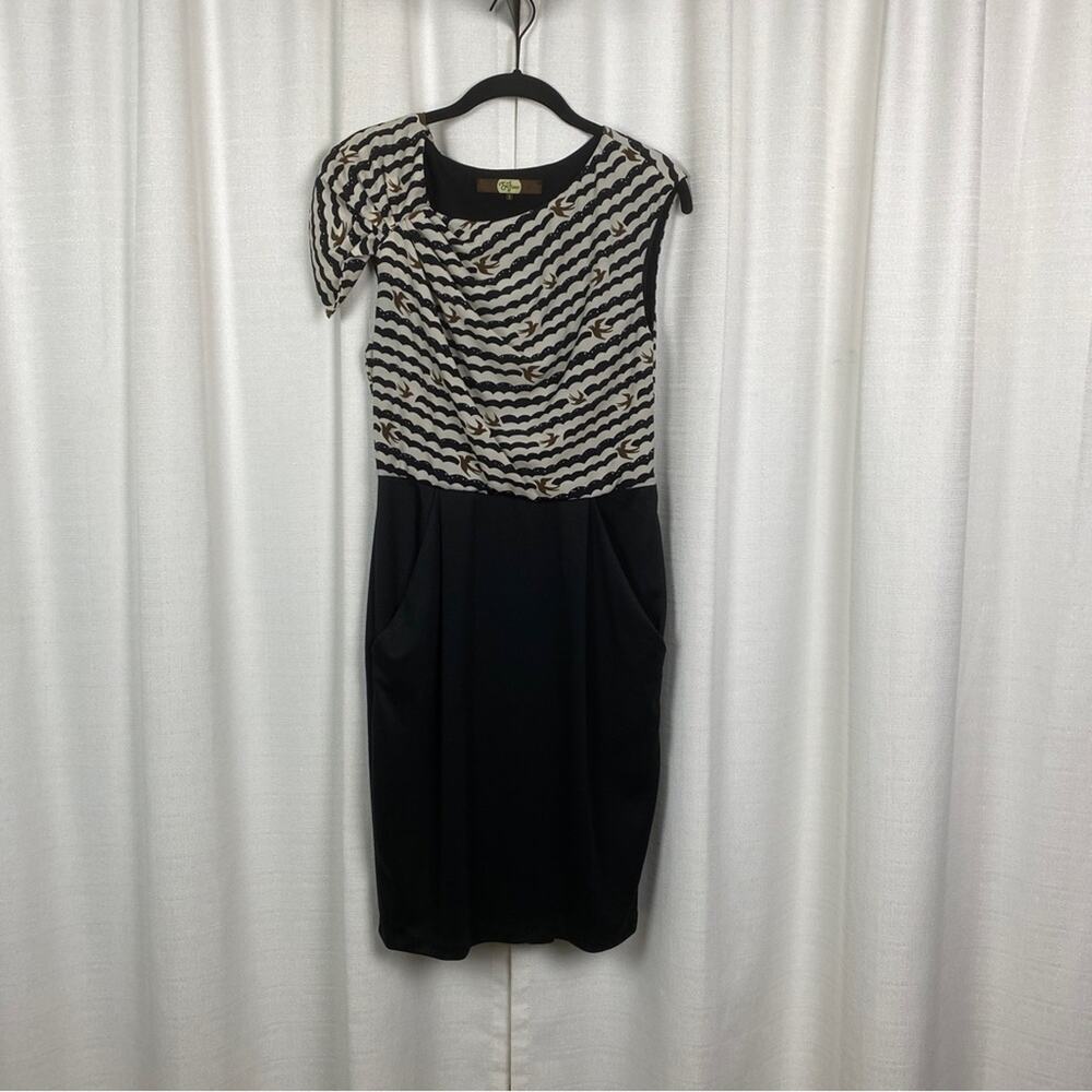 Anthropologie Eva Franco Black Bird Sheath Dress Sz.2